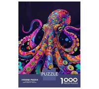 Adults Puzzles 1000 Piece Jigsaws Psychedelic Neon Octopus Puzzle for Adults Relaxing Games Enhance Memory Unique Gifts for Birthday And Christmas 38x26cm/1000pcs