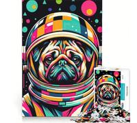 Adults Puzzles 1000 Piece Jigsaws Pug Astronaut Wpap Educational Games Challenging To Complete Unique Birthday And Gifts 38x52cm
