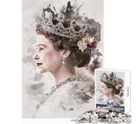 Adults Puzzles 1000 Piece Jigsaws Queen Elizabeth II Portrait DIY Toys Art Work Gift for Educational Game Improving Love between Couples Size 38x26cm