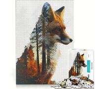 Adults Puzzles 1000 Piece Jigsaws Red Fox Double Exposure Toy Wall Decor Perfect Decoration Unique Birthday And Gifts 38x52cm