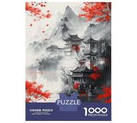 Adults Puzzles 1000 Piece Jigsaws Red Maple Zen Garden Puzzle for Adults Relaxing Games Enhance Memory Unique Gifts for Birthday And Christmas 52x38cm/1000pcs