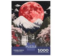 Adults Puzzles 1000 Piece Jigsaws Red Moon Fuji Mountain Puzzles for Adults Family Games Home Decoration for Is Ideal As A Gift 52x38cm/1000pcs