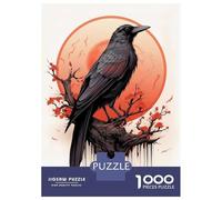 Adults Puzzles 1000 Piece Jigsaws Red Moon Raven Ink Jigsaw for Adults Family Games Pattern Assembly Difficult And Challenge 70x50cm/1000pcs