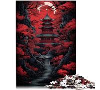 Adults Puzzles 1000 Piece Jigsaws Red temple darkness of the moon For Family Fun 26x38cm is ideal as gifts for the whole family