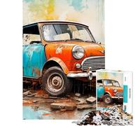Adults Puzzles 1000 Piece Jigsaws Retro Mini Cooper Puzzle for Adults Hands-on Game For Family Fun Unique Gifts for Birthday And Christmas (Size 50x75cm)