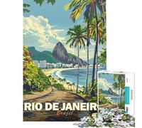 Adults Puzzles 1000 Piece Jigsaws Rio De Janeiro Travel Poster Adult Jigsaw Fun Games Difficult Hard Unique Gifts for Birthday And Christmas (Size 38x52cm)