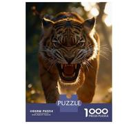 Adults Puzzles 1000 Piece Jigsaws Roaring Tiger Approaching Puzzle for Adults Fun Games Staycation Kill Time Parent-child Interaction 52x38cm/1000pcs
