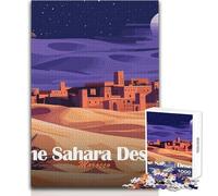 Adults Puzzles 1000 Piece Jigsaws Sahara Desert Morocco Night Landscape Unique Challenge Game Family Activities Gifts Ideas Size 38x26cm