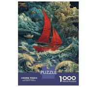 Adults Puzzles 1000 Piece Jigsaws Sailboat Ocean Waves Art Print Adult Jigsaw Puzzle Brain Teaser Game Stress Reliever for Is Ideal As A Gift 38x26cm/1000pcs