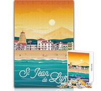 Adults Puzzles 1000 Piece Jigsaws Saint Jean De Luz Poster Unique Challenge Game Family Activities Gifts Ideas Size 38x52cm