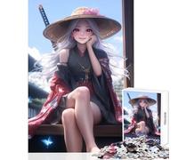 Adults Puzzles 1000 Piece Jigsaws Samurai Girl Butterflies Jigsaws for Adults Puzzle Pattern Assembly Challenging To Complete Beautiful Design Game (50x75cm)