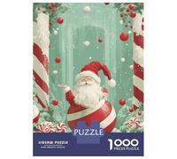 Adults Puzzles 1000 Piece Jigsaws Santa Claus Candy Cane Puzzle for Adults Relaxing Games Enhance Memory Unique Gifts for Birthday And Christmas 52x38cm/1000pcs