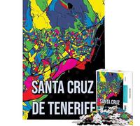 Adults Puzzles 1000 Piece Jigsaws Santa Cruz De Tenerife Map Learning Educational Toys Educational Game Difficult Challenge Birthday Gifts (size 38x52cm)