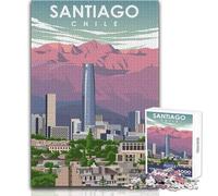 Adults Puzzles 1000 Piece Jigsaws Santiago Chile Travel Art Unique Challenge Game Family Activities Gifts Ideas Size 50x75cm