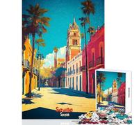Adults Puzzles 1000 Piece Jigsaws Seville Street Art Poster Hands-on Game Home Decoration Educational Toy Birthday And Unique Gifts (50x75cm)