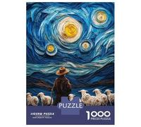 Adults Puzzles 1000 Piece Jigsaws Sheep Herder Under Starry Sky Adult Jigsaw Puzzle Brain Teaser Game Stress Reliever for Is Ideal As A Gift 38x26cm/1000pcs
