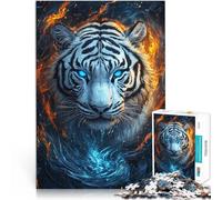 Adults Puzzles 1000 Piece Jigsaws siberian tiger blue fire Staycation: Zeit totschlagen Lustiges Geschenk52x38cm