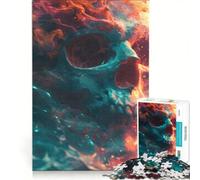 Adults Puzzles 1000 Piece Jigsaws Skull with Space Matter DIY Toys For Family Fun with Fully Interlocking Randomly Shaped Pieces 50x75cm