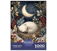Adults Puzzles 1000 Piece Jigsaws Sleeping Bear Cub Under Crescent Moon Jigsaw for Adults Family Games Pattern Assembly Difficult And Challenge 70x50cm/1000pcs