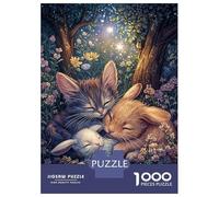 Adults Puzzles 1000 Piece Jigsaws Sleeping Kittens And Bunnies Puzzle for Adults Relaxing Games Enhance Memory Unique Gifts for Birthday And Christmas 70x50cm/1000pcs