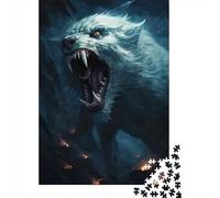 Adults Puzzles 1000 Piece Jigsaws Snow Wolf Fantasy Art Print Puzzle for Adults Fun Games Staycation Kill Time Parent-child Interaction 38x26cm/1000pcs