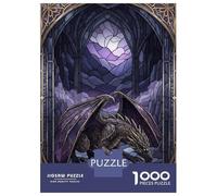 Adults Puzzles 1000 Piece Jigsaws Stained Glass Dragon in Gothic Archway Jigsaw for Adults Anti-Stress Toys Enhance Memory Difficult And Challenge 70x50cm/1000pcs