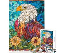 Adults Puzzles 1000 Piece Jigsaws Stained Glass Eagle Practical Game Staycation Kill Time Anti-Stress Toys Artists' Collection, Fine Arts (50X75cm)