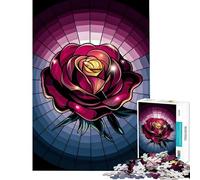 Adults Puzzles 1000 Piece Jigsaws Stained Glass Masterpiece Rose Jigsaws for Adults Puzzle Pattern Assembly Challenging To Complete Beautiful Design Game (38x26cm)