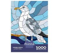 Adults Puzzles 1000 Piece Jigsaws Stained Glass Seagull by The Sea Jigsaws for Adults Toy Wall Decor Difficult Challenge Difficult And Challenge 70x50cm/1000pcs
