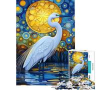 Adults Puzzles 1000 Piece Jigsaws Starry Egret Reflections Jigsaws for Adults Puzzle Hand Speed Race Every Piece Is Unique Learning Educational Toys (Size 50x75cm)