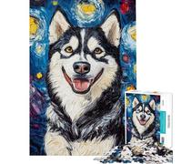 Adults Puzzles 1000 Piece Jigsaws Starry Husky Smile Jigsaw Puzzles 1000 Practical Game Great Gifts And Toys Staycation Kill Time (Size 50x75cm)