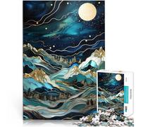 Adults Puzzles 1000 Piece Jigsaws Starry Night Moonlit Peaks Entspannungsspiele Einzigartige Wohndekoration und Geschenke75x50cm