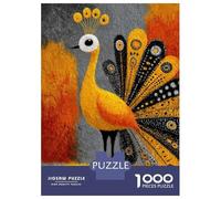 Adults Puzzles 1000 Piece Jigsaws Stylized Peacock Illustration with Abstract Background Jigsaw for Adults Anti-Stress Toys Enhance Memory Difficult And Challenge 70x50cm/1000pcs