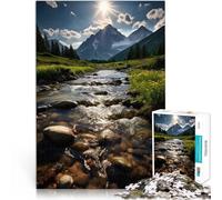 Adults Puzzles 1000 Piece Jigsaws Summer Mountains - Rocky River Mustermontage mit passendem Poster und Quizblatt38x26cm
