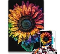 Adults Puzzles 1000 Piece Jigsaws Sunflower Psychedelic Unique Challenge Game Tough Challenge Birthday Gift (38x52cm)