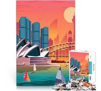 Adults Puzzles 1000 Piece Jigsaws Sydney Skyline Sunset Denksportaufgabe für Heimdekoration Spielzeug75x50cm