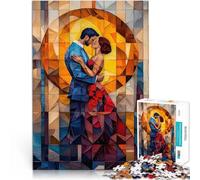 Adults Puzzles 1000 Piece Jigsaws The Kiss Stained Glass Mosaic Artwork Lustige Spiele Eltern-Kind-Interaktion75x50cm
