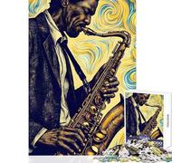 Adults Puzzles 1000 Piece Jigsaws The Magic of Jazz Practical Game Pattern Assembly Anti-Stress Toys Fun at Home Activities, (38x26cm)