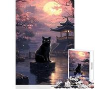 Adults Puzzles 1000 Piece Jigsaws The Moon Night Cat Japan Jigsaws for Adults Puzzle Hand Speed Race Every Piece Is Unique - Learning Educational Toys (38x26cm)