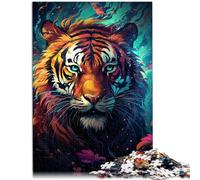 Adults Puzzles 1000 Piece Jigsaws the mysterious tiger Brain Teaser For 26x38cm with Matching Poster and Trivia Sheet for teenager Age 14+