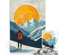 Adults Puzzles 1000 Piece Jigsaws The Snowy Mountain Sunset Hike Stressabbau mit passendem Poster und Quizblatt52x38cm