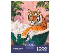 Adults Puzzles 1000 Piece Jigsaws Tiger in A Bubble Bath Poster, Picture, Metal Print, Paint by Leoni Puzzle for Adults Fun Games Staycation Kill Time Parent-child Interaction 70x50cm/1000pcs