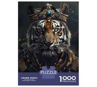Adults Puzzles 1000 Piece Jigsaws Tiger King Crown Art Print Adult Jigsaw Puzzle Brain Teaser Game Stress Reliever for Is Ideal As A Gift 52x38cm/1000pcs