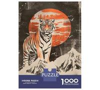 Adults Puzzles 1000 Piece Jigsaws Tiger Wall Art Print-4 Adult Jigsaw Puzzle Brain Teaser Game Stress Reliever for Is Ideal As A Gift 38x26cm/1000pcs