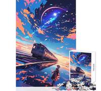 Adults Puzzles 1000 Piece Jigsaws Train Under A Cosmic Sky Educational Toy Great Gifts And Toys Educational Games Parent-child Interaction Size 38x52cm