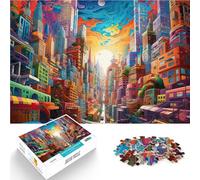 Adults Puzzles 1000 Piece Jigsaws Trippy City - City of Illusions Stress Reliever Staycation Kill time 50x75cm A Work of Art for ages 14+