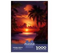 Adults Puzzles 1000 Piece Jigsaws Tropical Sunset Beach Scene Adult Jigsaw Puzzle Brain Teaser Game Stress Reliever for Is Ideal As A Gift 52x38cm/1000pcs
