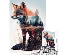 Adults Puzzles 1000 Piece Jigsaws Twillight Fox Educational Toy Gifts Ideas for Educational Game Improving Love between Couples Size 38x26cm