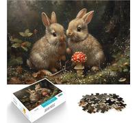 Adults Puzzles 1000 Piece Jigsaws Two Bunnies in the Forest Lernspielzeug Jedes Stück ist einzigartig Anspruchsvolles Familienspiel75x50cm
