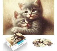 Adults Puzzles 1000 Piece Jigsaws Two Cute Kittens Hugging Pädagogisches Familienspiel Perfekte Dekoration38x26cm